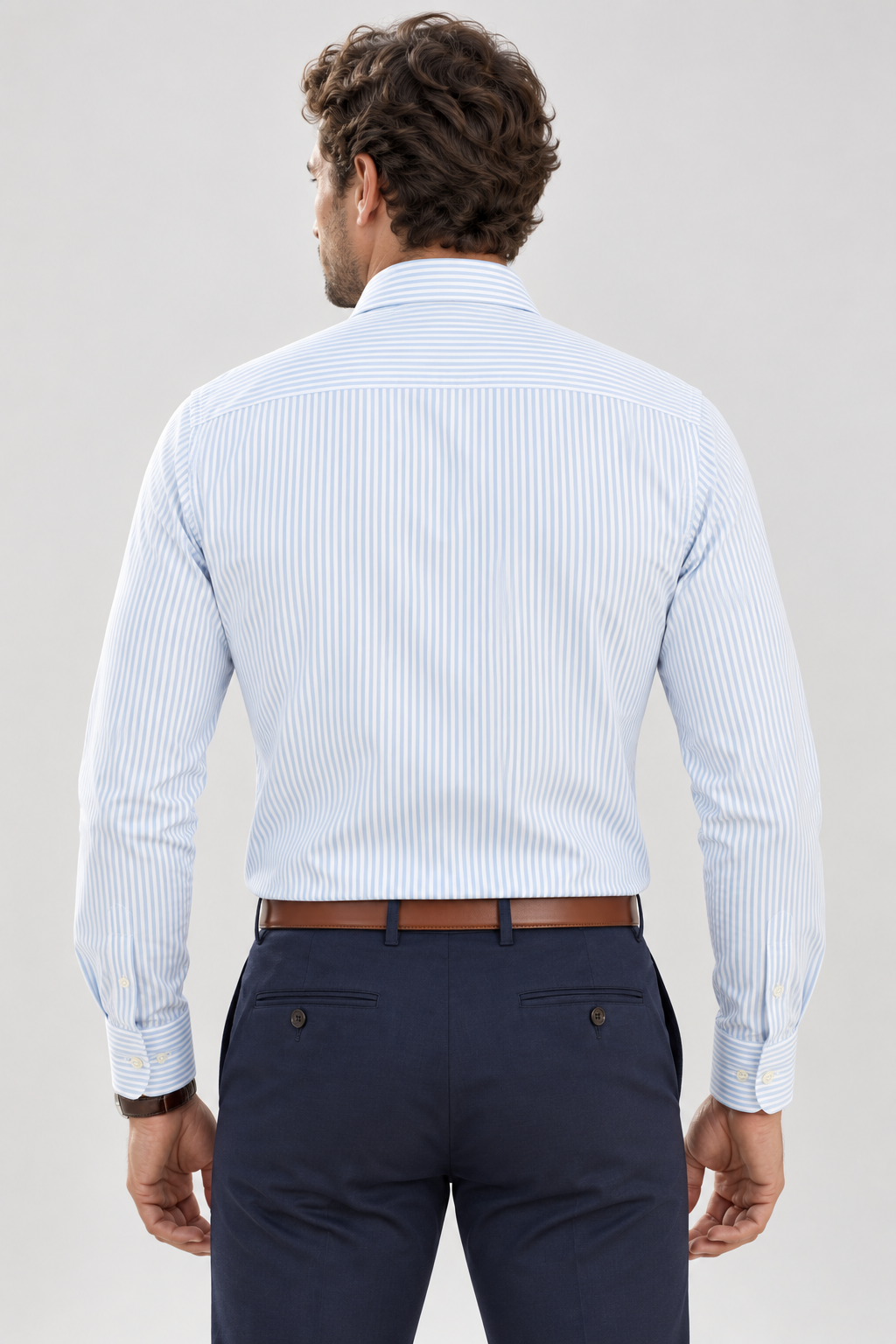Camisa Rayas Azul y Blanco