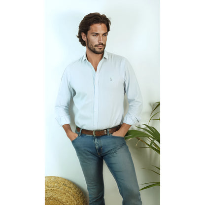 Camisa Rayas Azul y Blanco