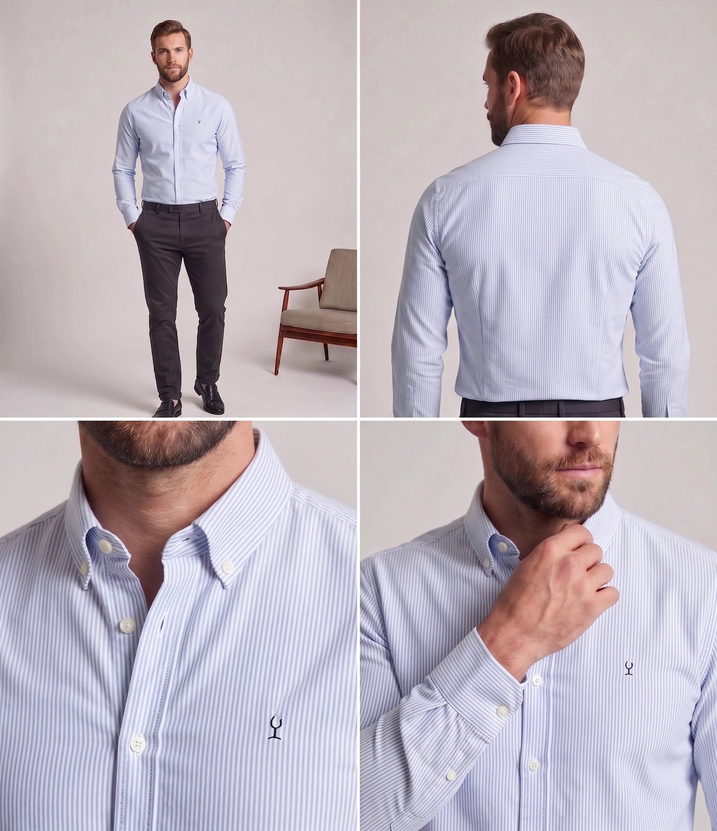 Camisa Rayas Azul y Blanco